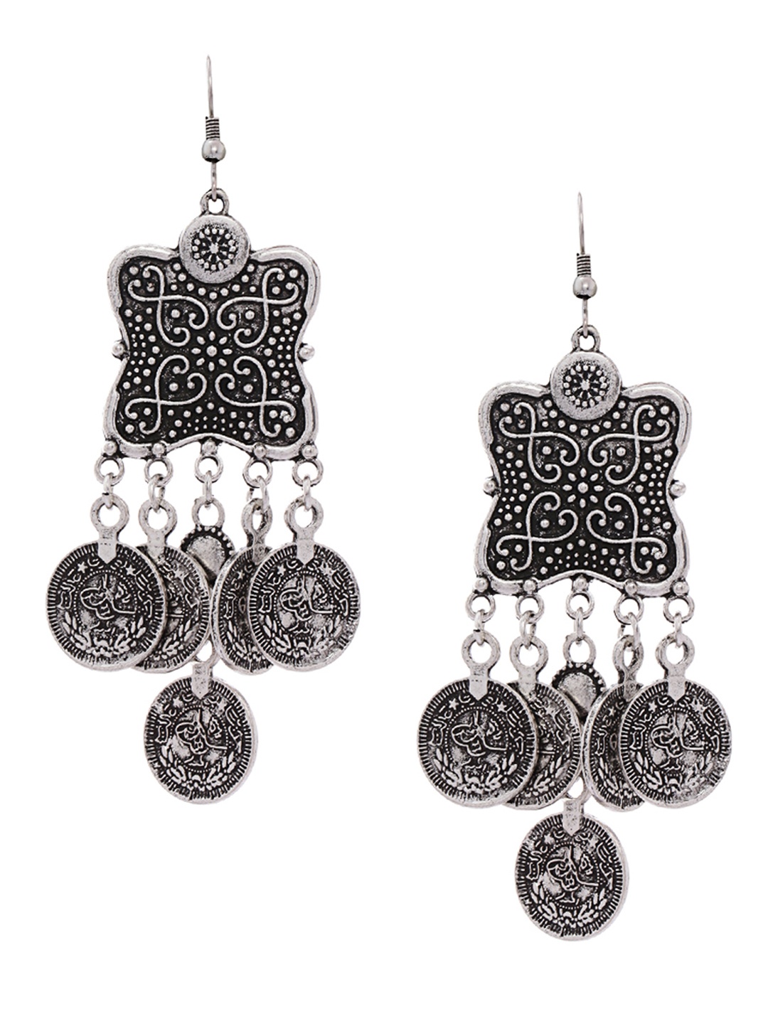 

Shining Diva Fashion Silver-Toned Contemporary Drop Earrings