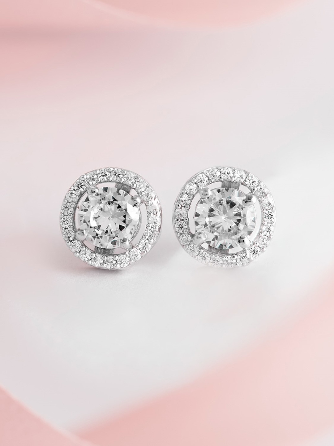 

Zavya 925 Pure Silver Rhodium-Plated CZ Circular Studs