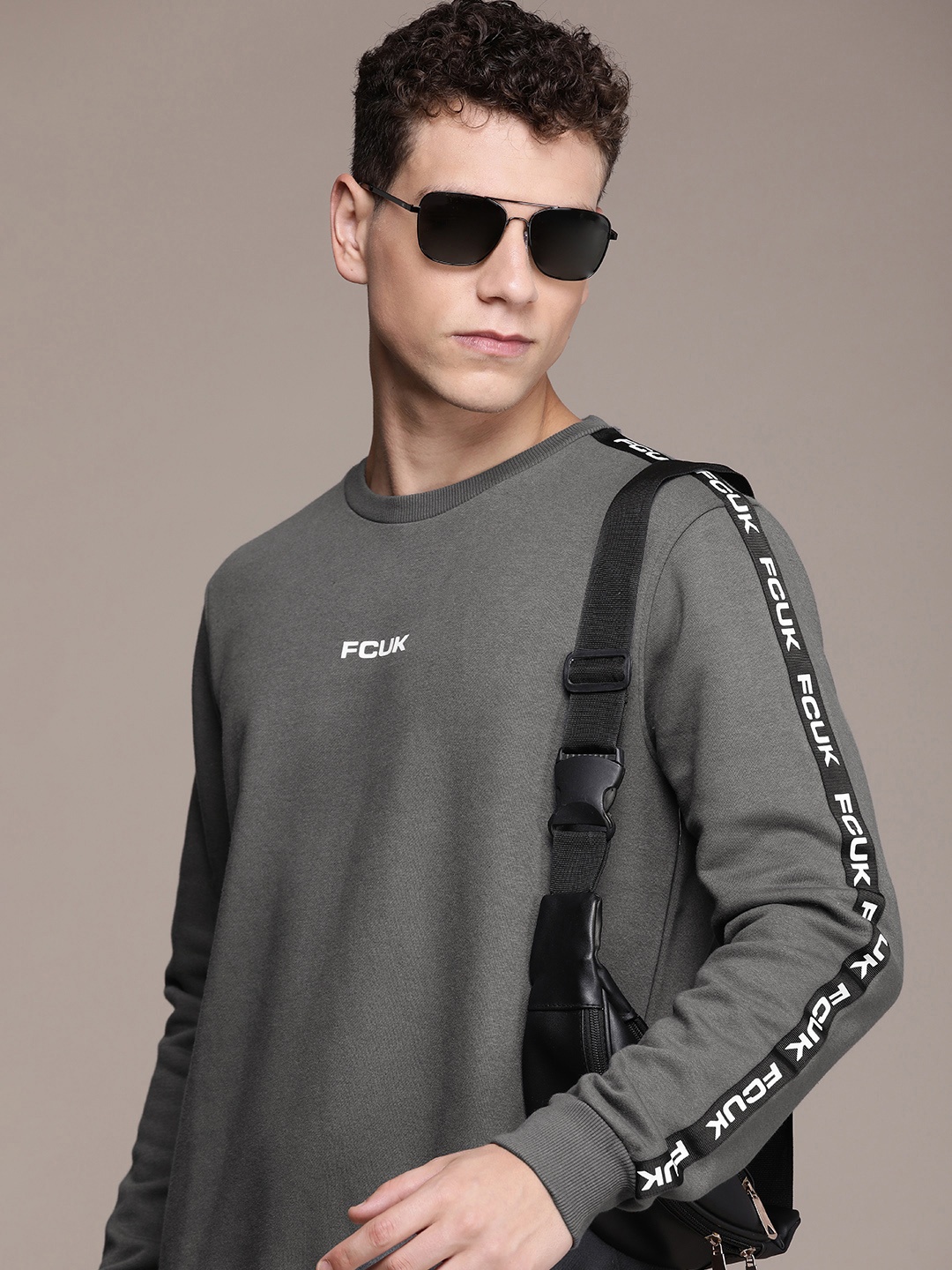 

FCUK Brand Logo Printed Sweatshirt, Grey