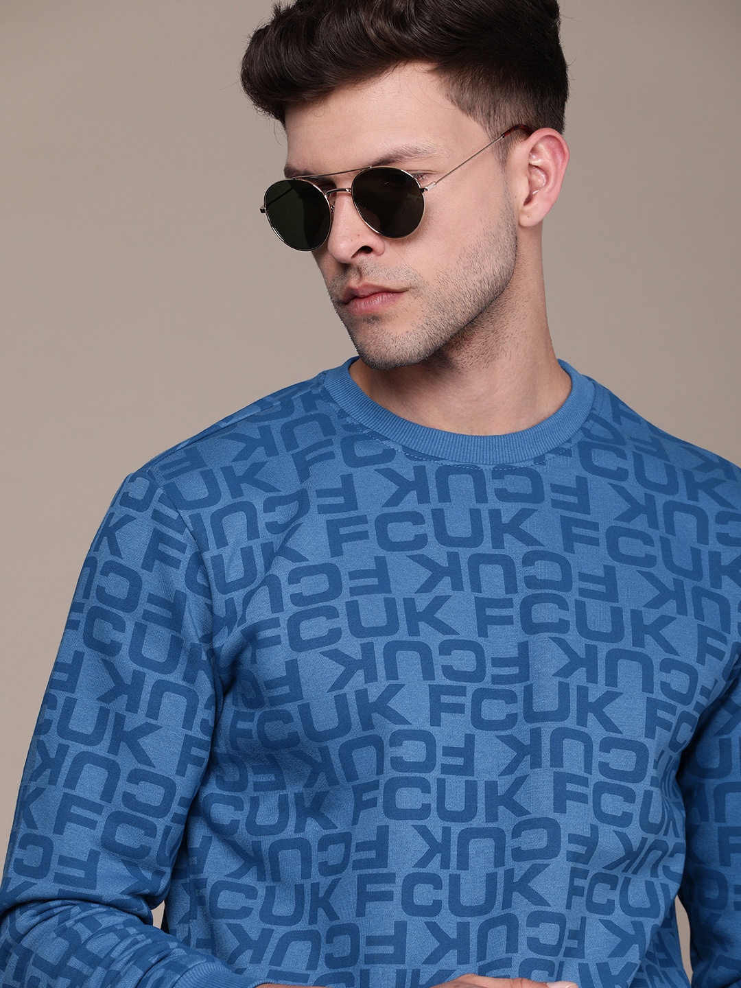 

FCUK Brand Logo Printed Pullover Sweatshirt, Blue