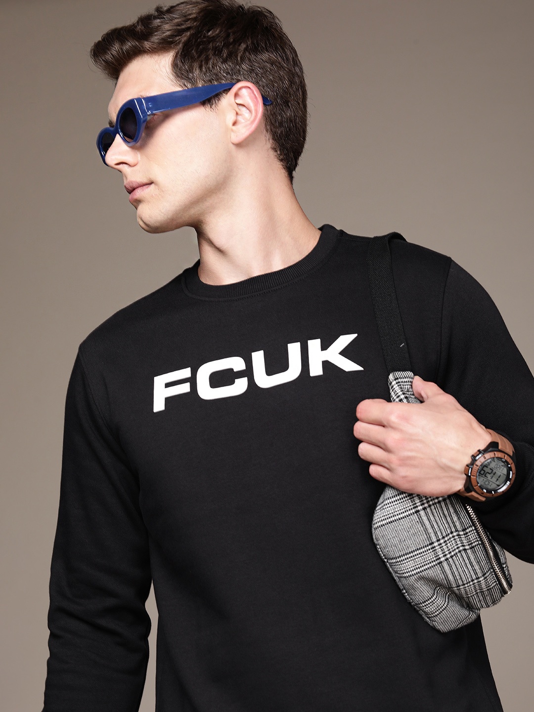 

FCUK Men Brand Logo Printed Sweatshirt, Black