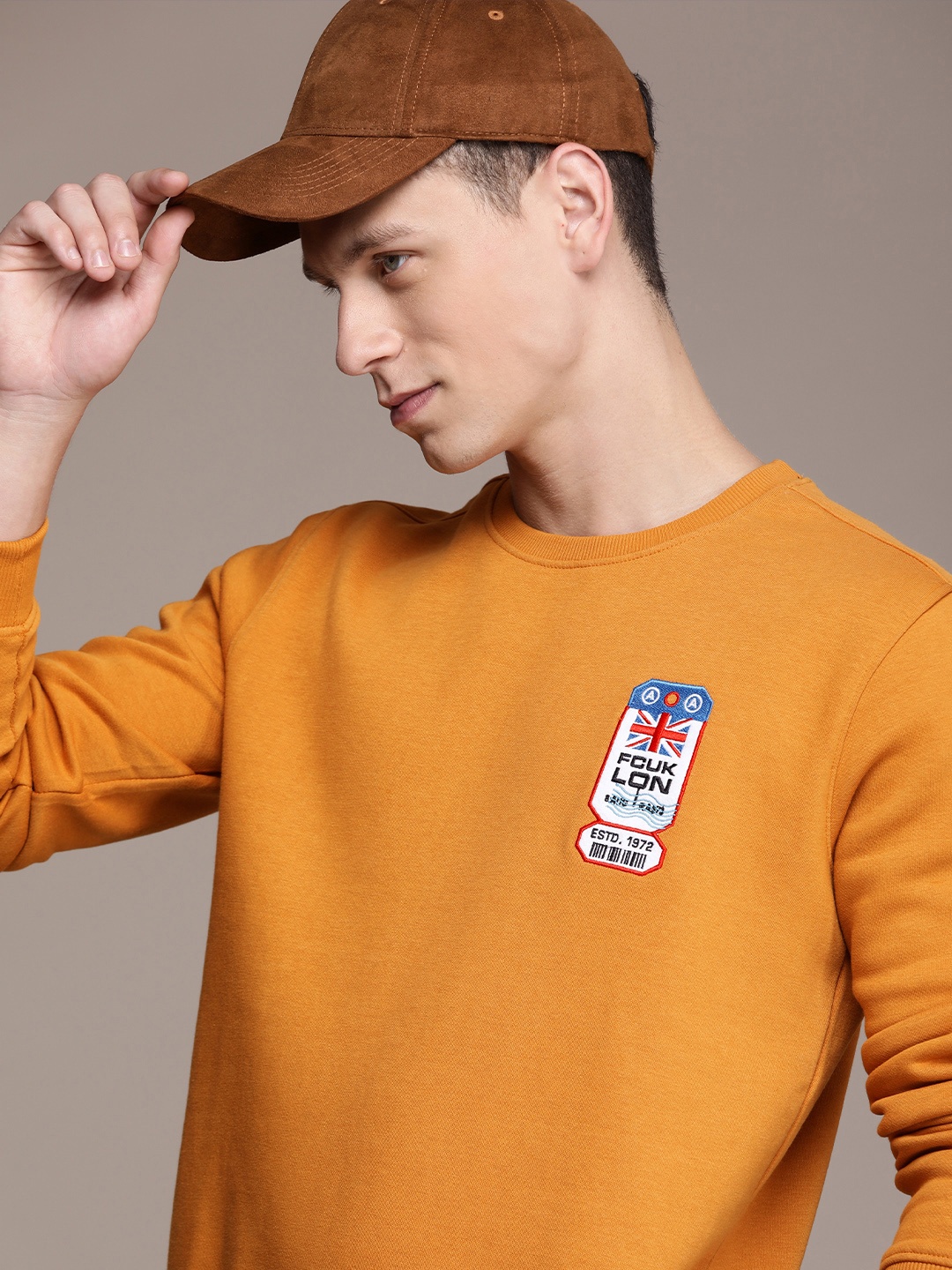 

FCUK Round Neck Applique Detail Sweatshirt, Orange