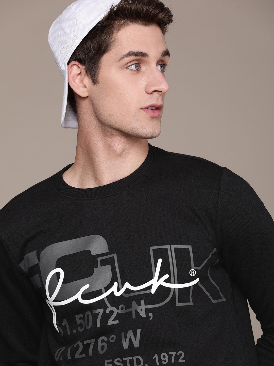 

FCUK Brand Logo Printed Pullover Sweatshirt, Black