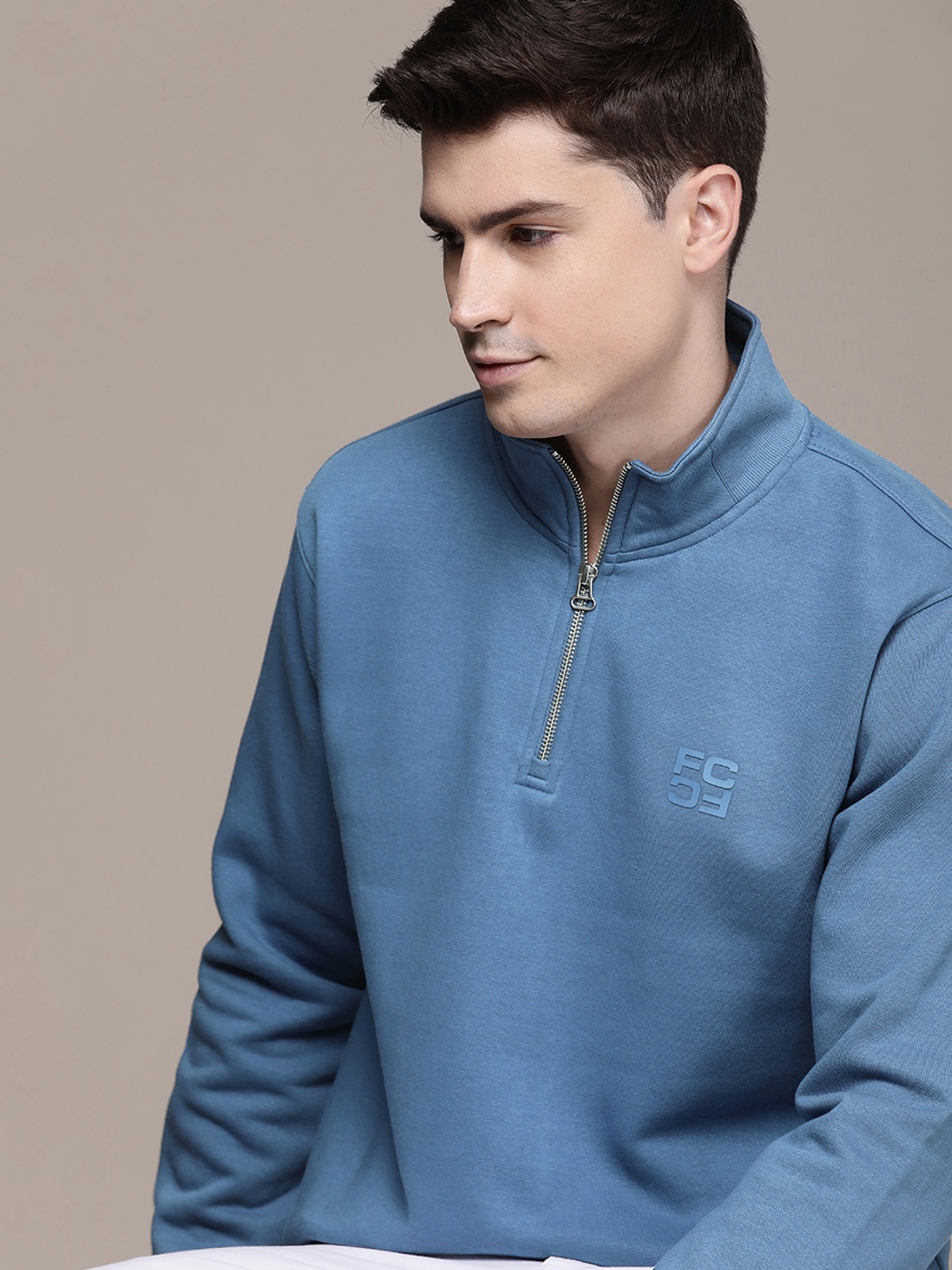 

French Connection Mock Collar Sweatshirt, Blue
