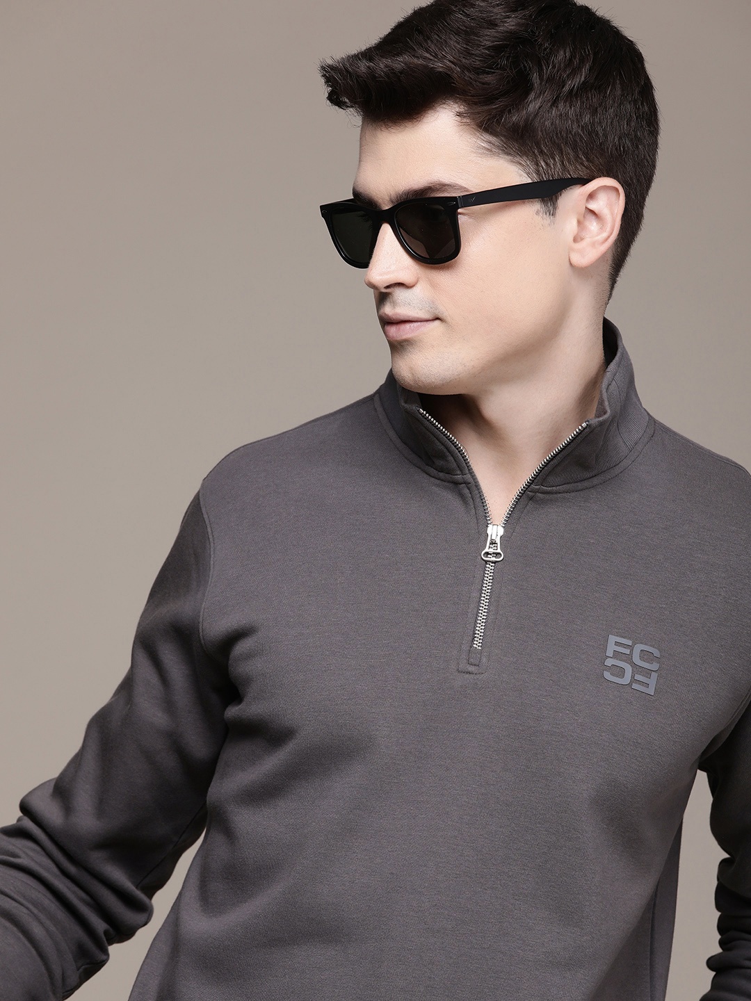 

French Connection Mock Collar Sweatshirt, Grey