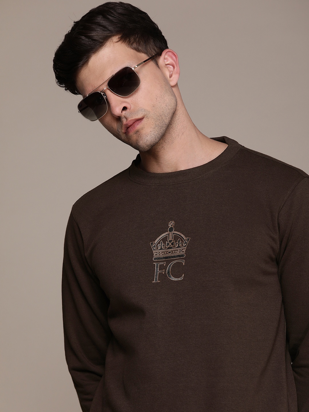

French Connection Brand Logo Printed Sweatshirt, Brown