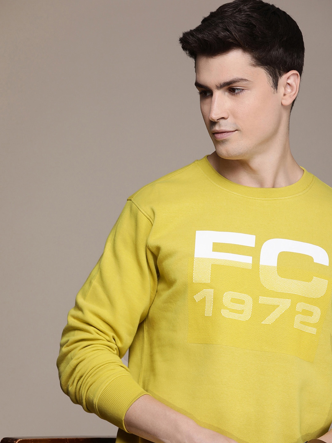 

French Connection Brand Logo Printed Pullover Sweatshirt, Yellow