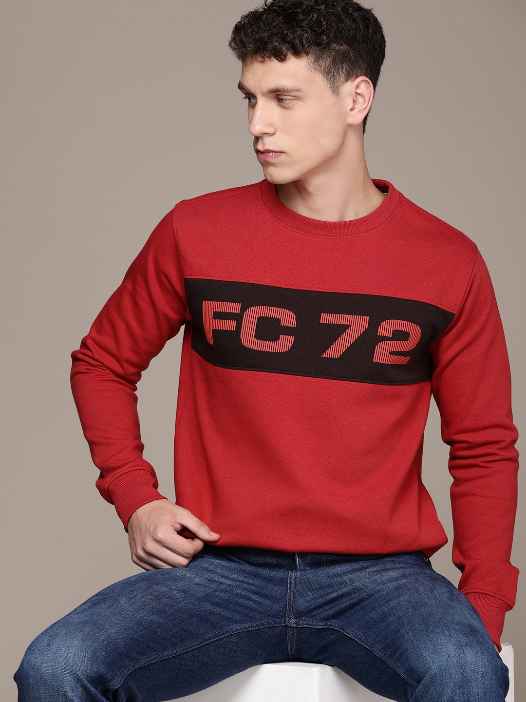 French Connection Brand Logo Printed Sweatshirt, Red