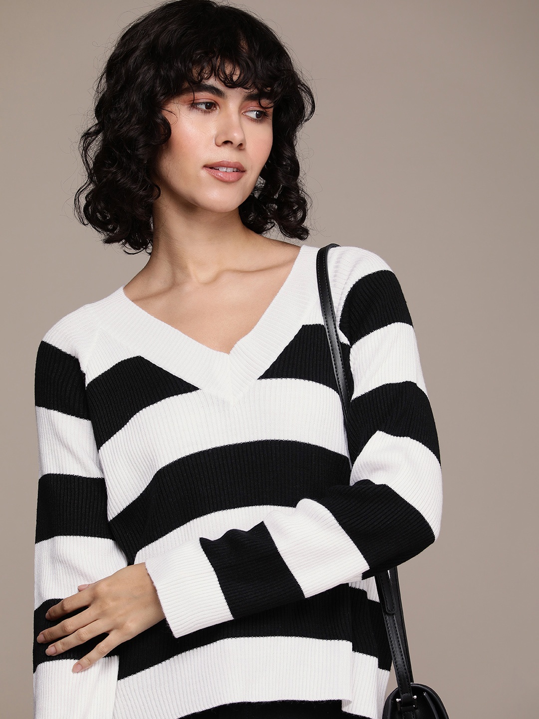 

French Connection Striped Pullover, White