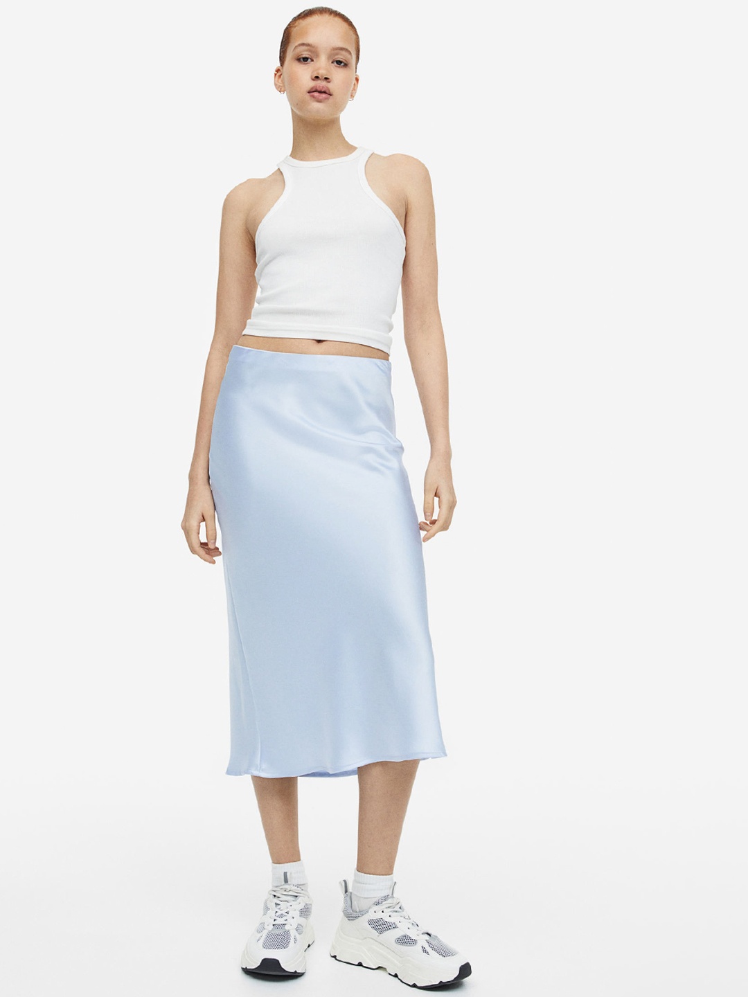 

H&M Satin Skirt, Blue