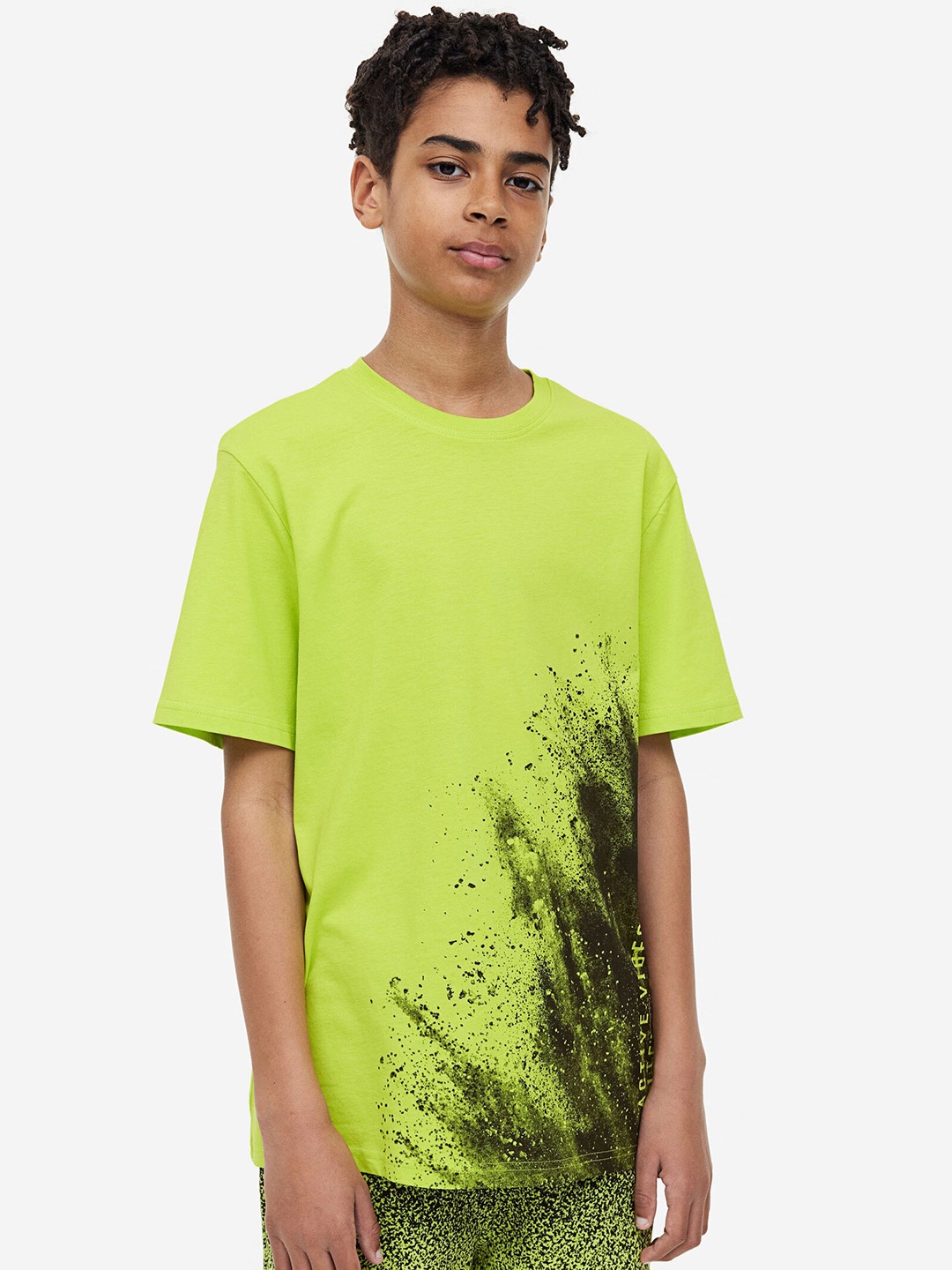 

H&M Boys Printed Cotton T-shirt, Green
