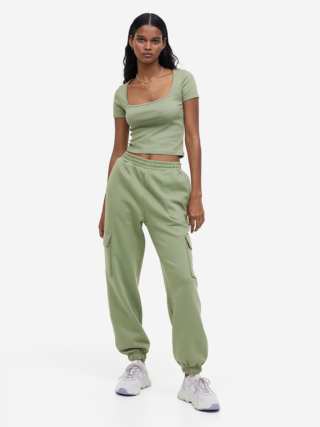 

H&M Ribbed Top, Green