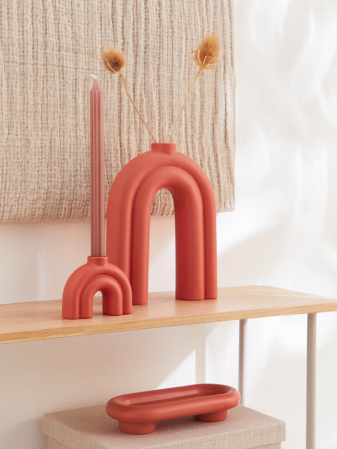 

H&M Red Stoneware Candlestick