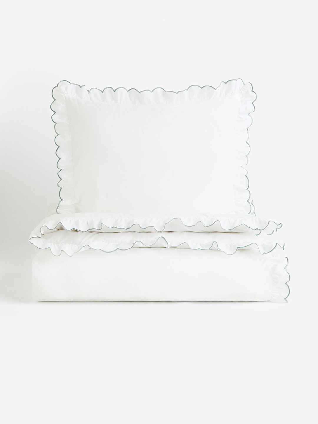 

H&M White Single Oxford-Edge Duvet Cover Set