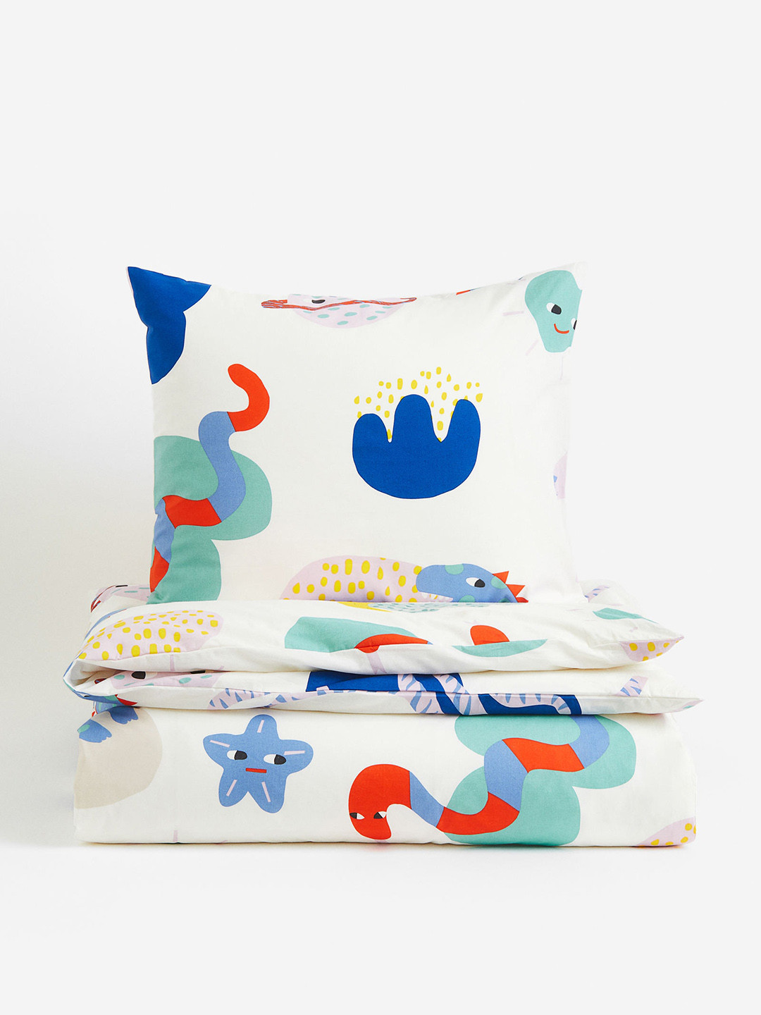 

H&M White Patterned Single Duvet Cover Set