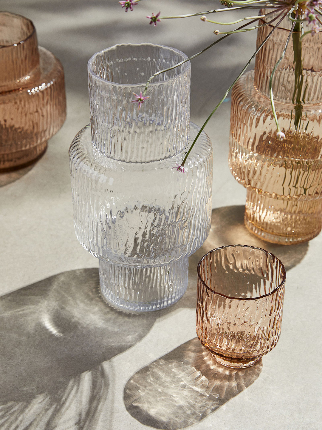 

H&M Beige Glass Tealight Holder