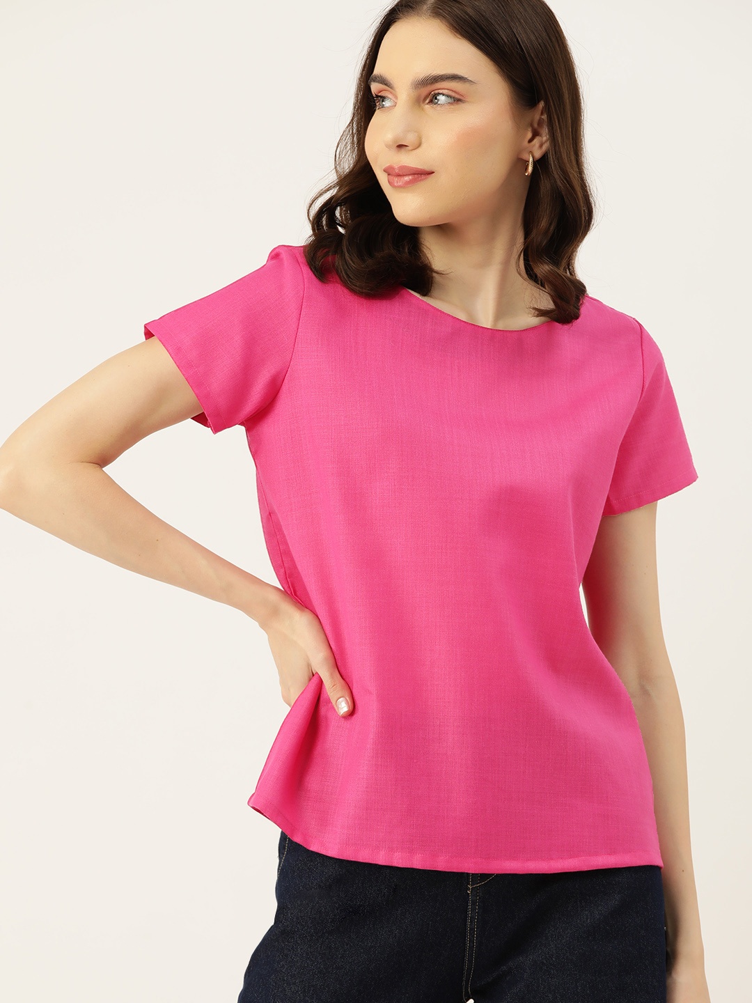 

Dressberry Basics Round Neck T-shirt, Fuchsia