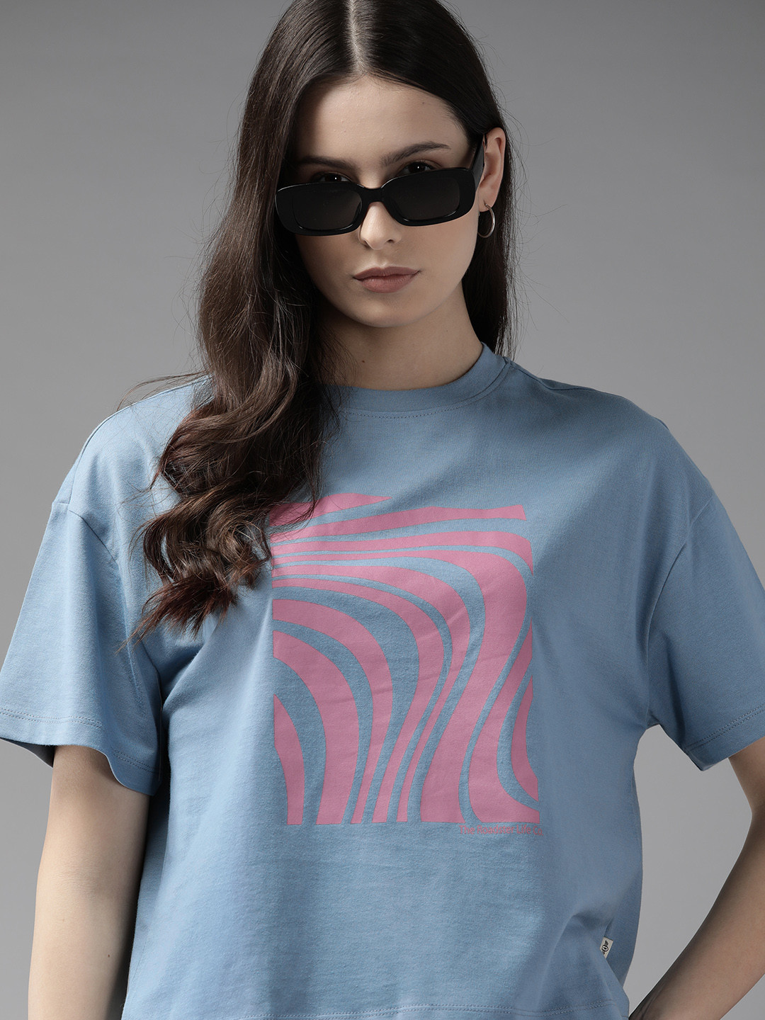 

The Roadster Lifestyle Co. Printed Pure Cotton T-shirt, Blue