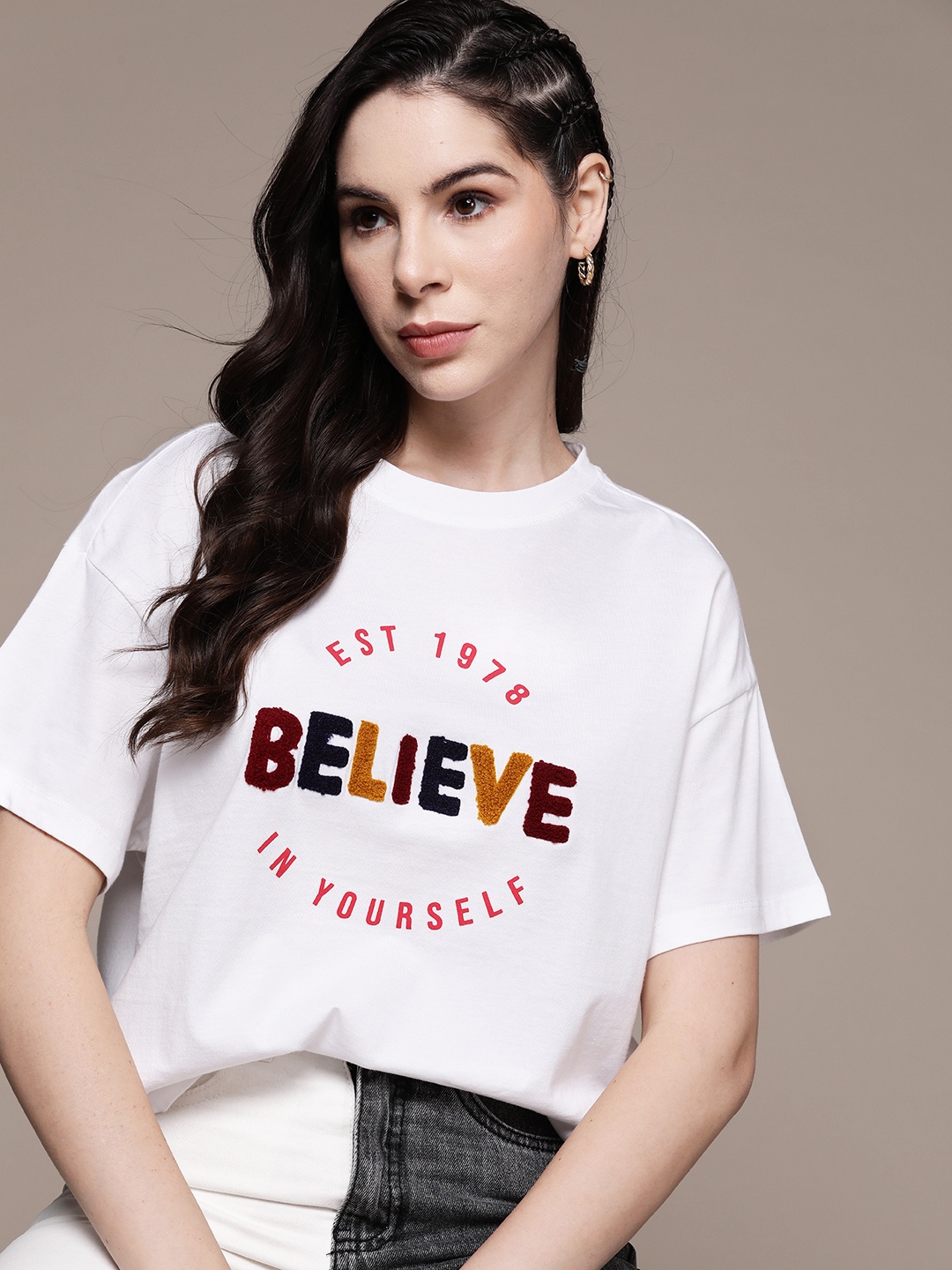 

The Roadster Lifestyle Co. Typography Printed Pure Cotton T-shirt, White