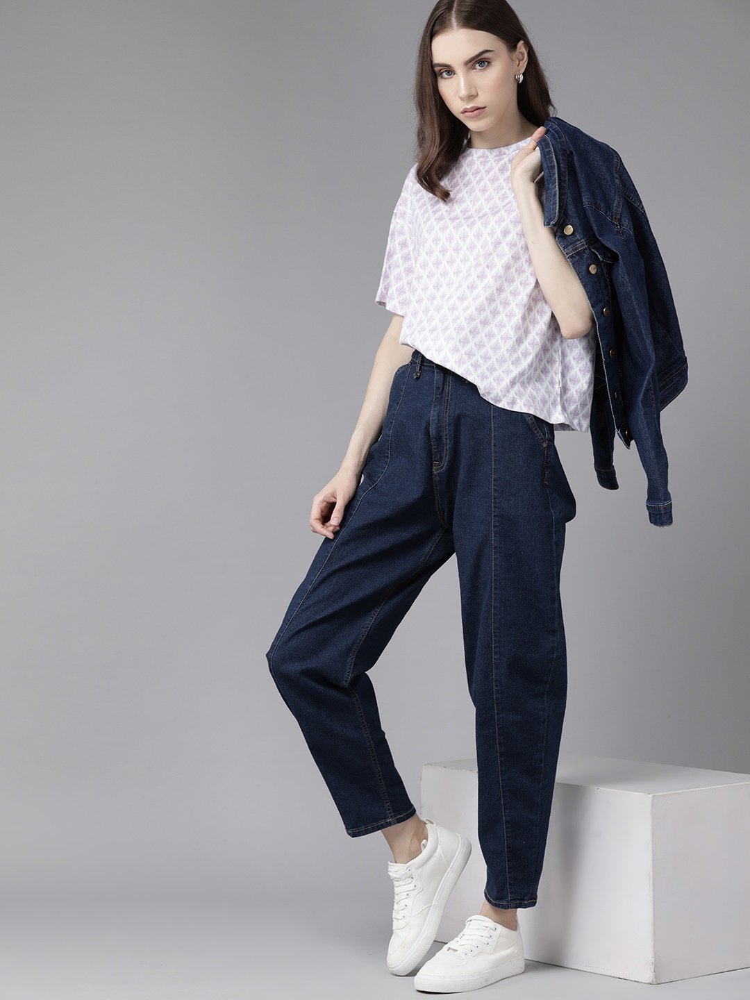 

The Roadster Lifestyle Co. Oversized Printed Drop-Shoulder Sleeves Pure Cotton T-shirt, White