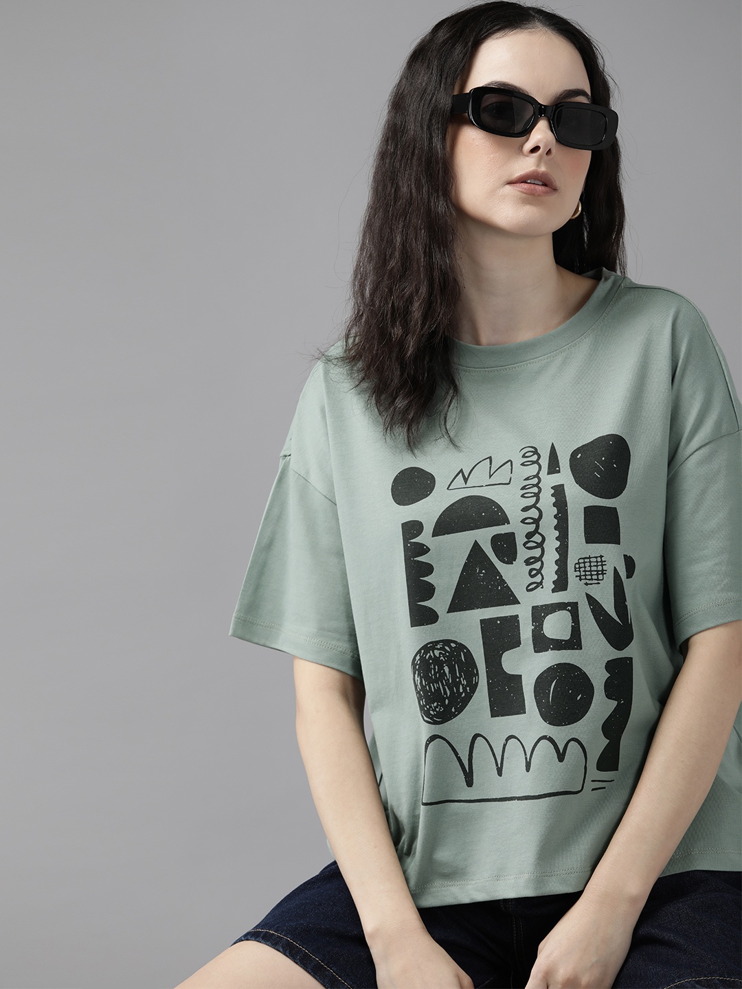 

The Roadster Lifestyle Co. Printed Pure Cotton T-shirt, Green