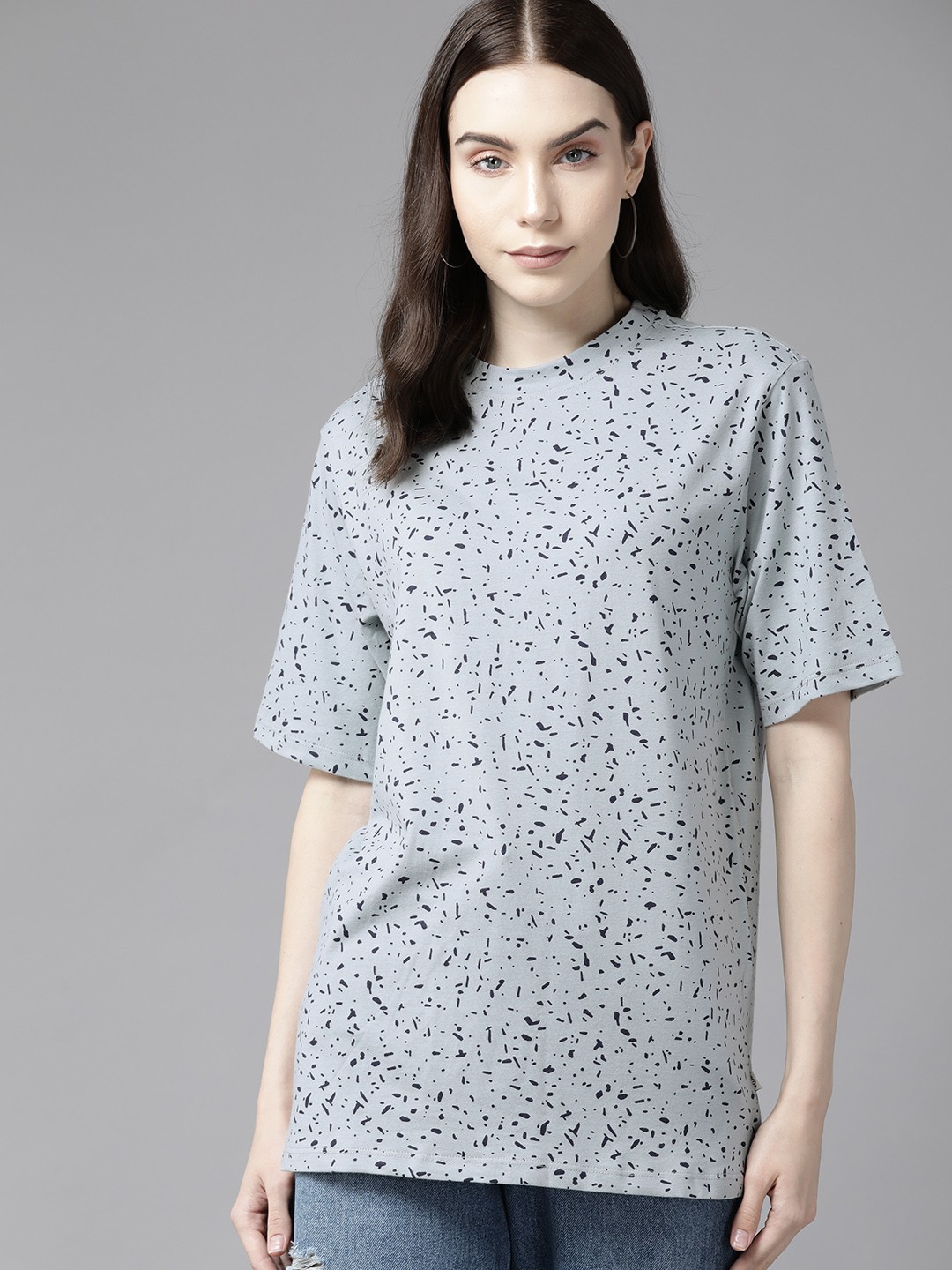 

The Roadster Lifestyle Co. Printed Pure Cotton T-shirt, Blue