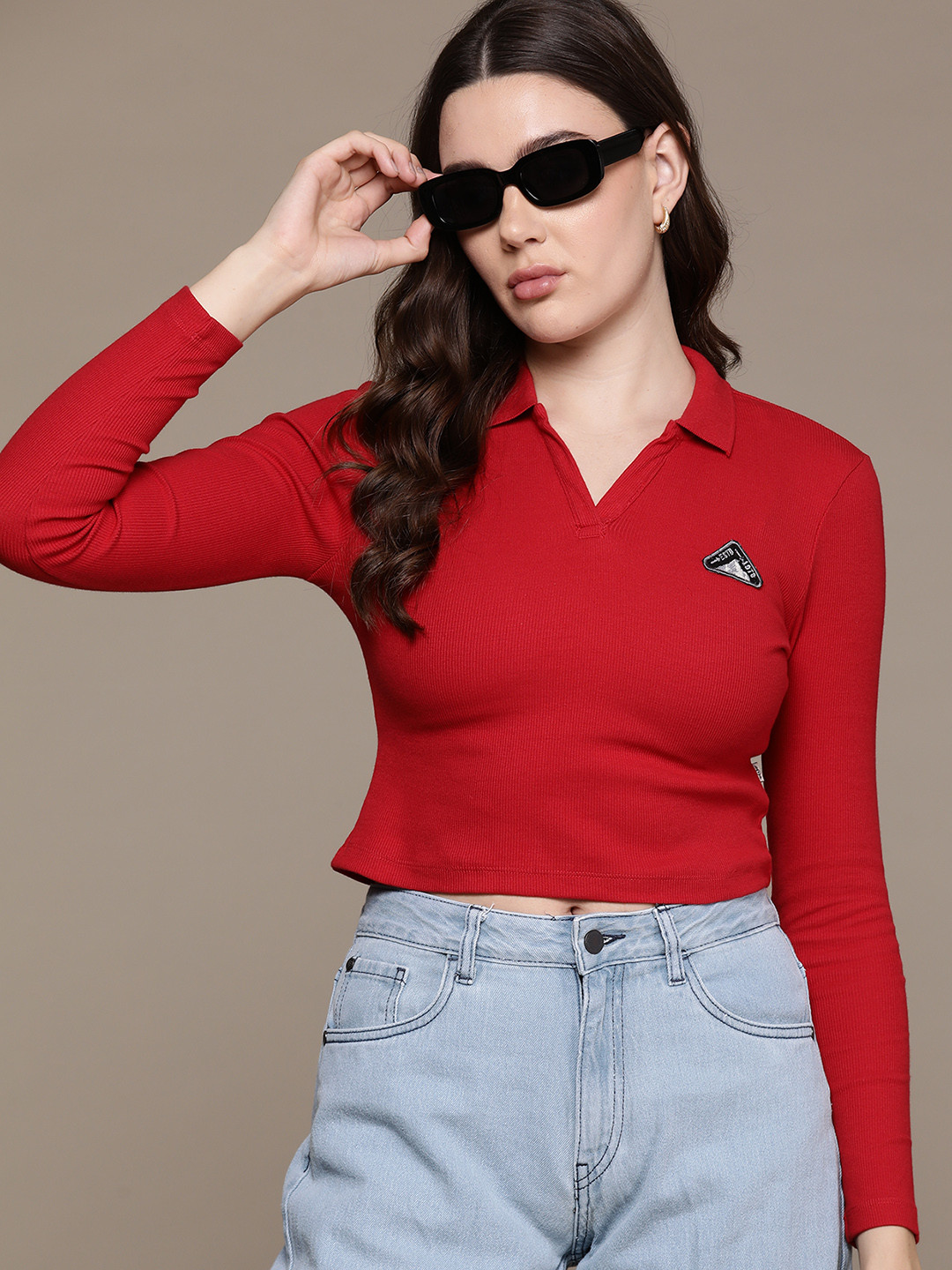 

The Roadster Lifestyle Co. Pure Cotton Slim Fit Polo Collar T-shirt, Red