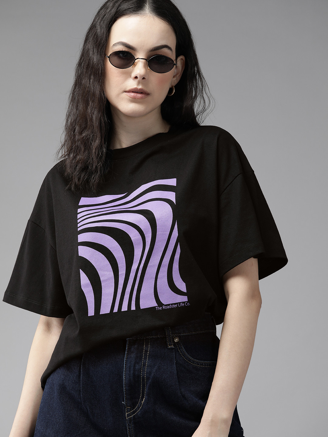 

The Roadster Lifestyle Co. Printed Pure Cotton T-shirt, Black