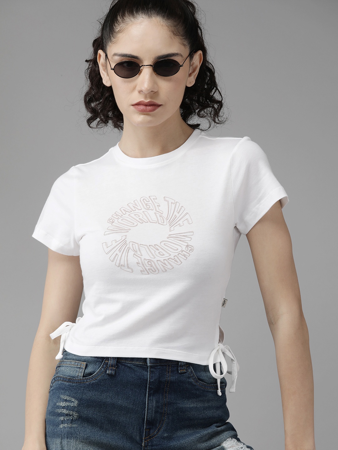 

The Roadster Lifestyle Co. Women Typography Printed Pure Cotton T-shirt, White