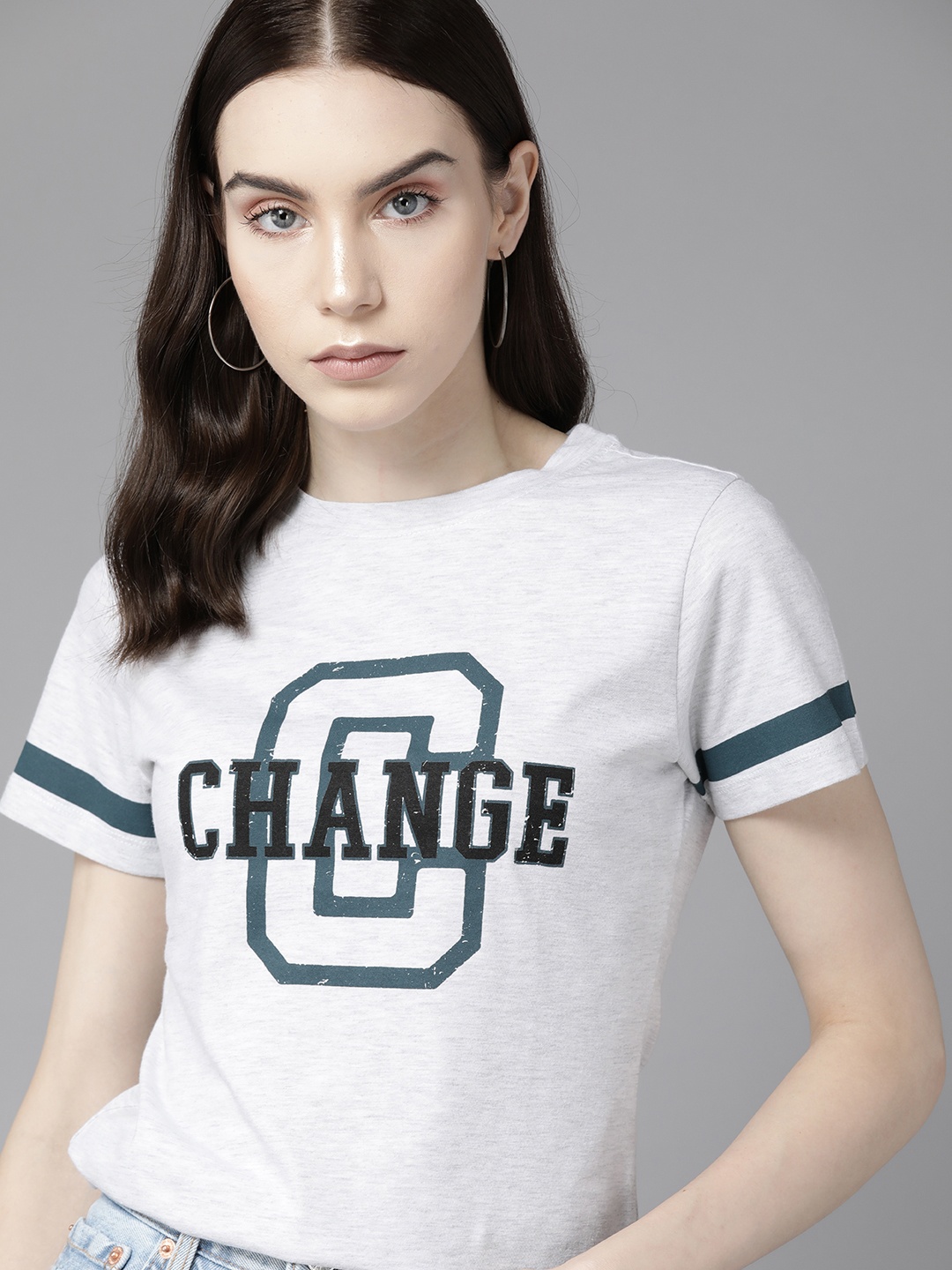

The Roadster Lifestyle Co. Typography Printed T-shirt, Grey melange