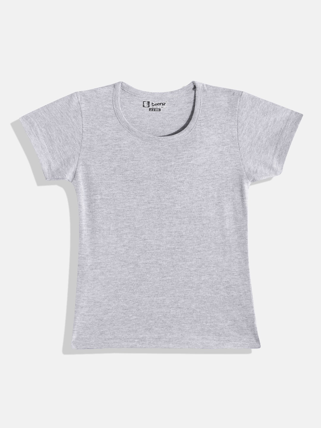 

Eteenz Girls Round Neck Cotton T-shirt, Grey