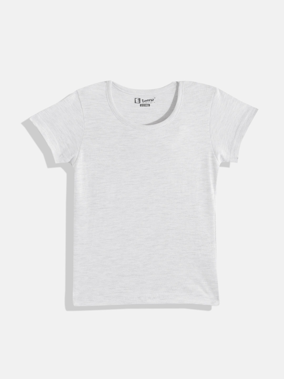 

Eteenz Girls Round Neck Cotton T-shirt, Grey melange