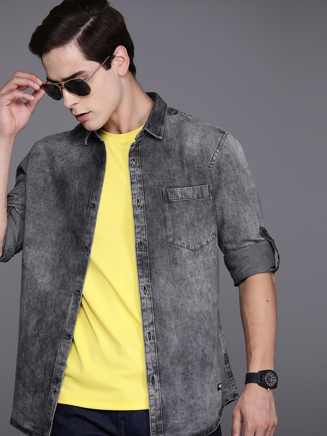 

Ducati Pure Cotton Roll-Up Sleeves Denim Shirt, Charcoal