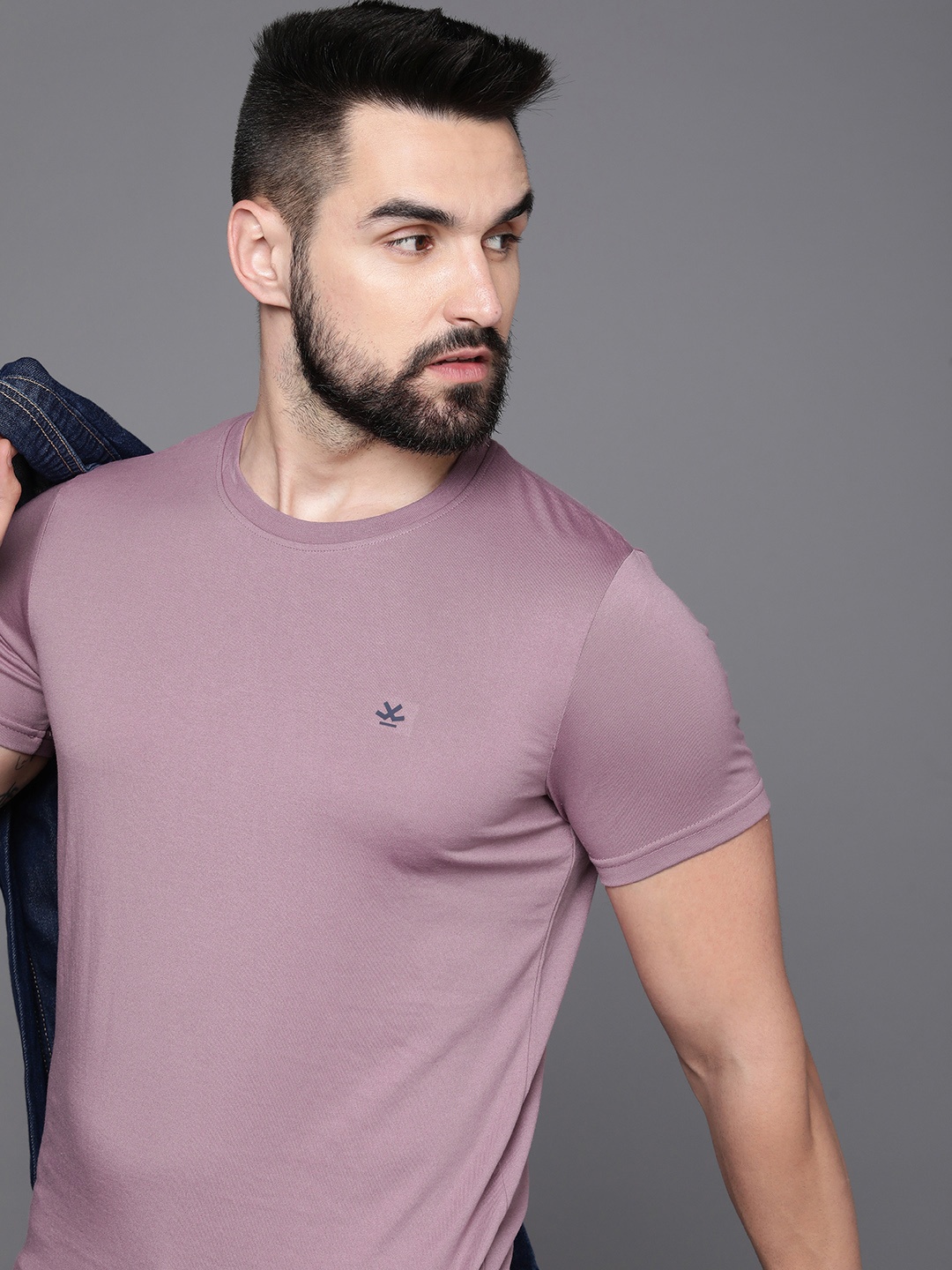 

WROGN Round Neck Slim Fit T-shirt, Mauve