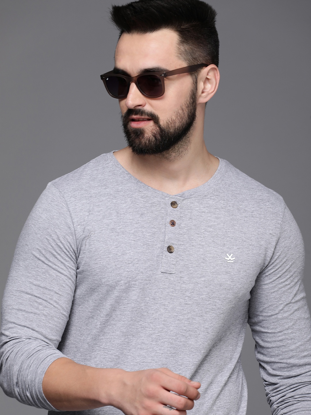 

WROGN Henley Neck Slim Fit T-shirt, Grey