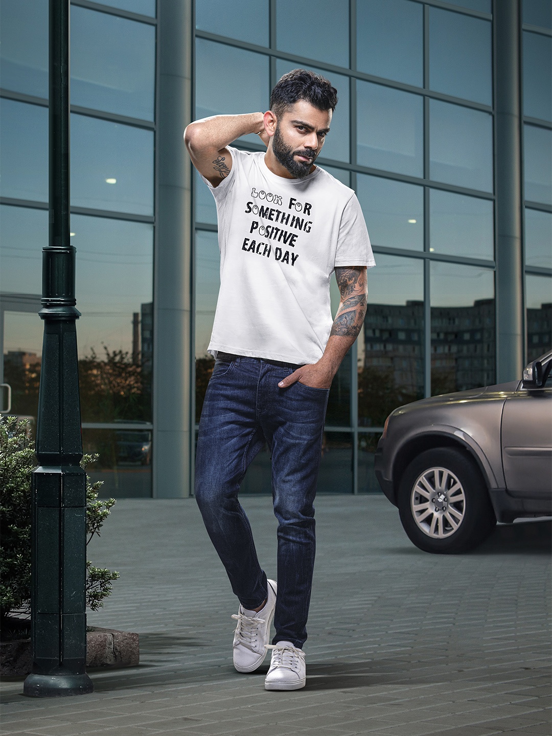 

WROGN Men Pure Cotton Typography Printed Slim Fit T-shirt, White