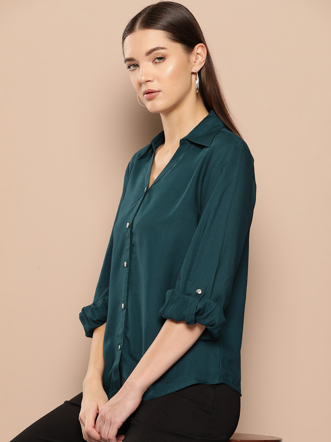 

Chemistry Women Opaque Casual Shirt, Green