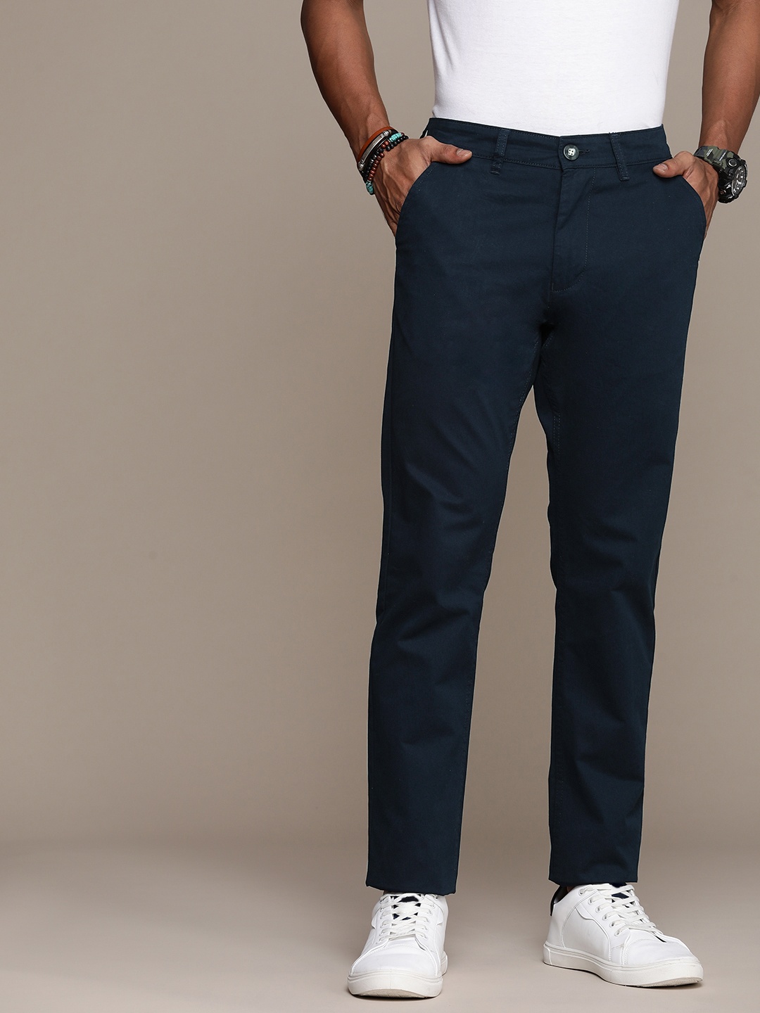 

WROGN Men Navy Blue Trousers