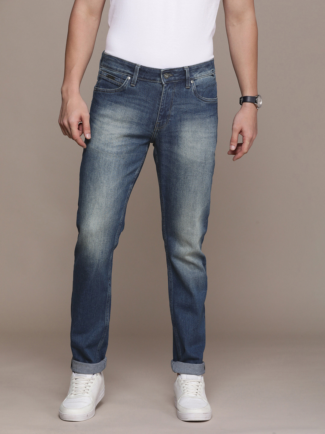 

Nautica Men Slim Fit Light Fade Stretchable Jeans, Blue