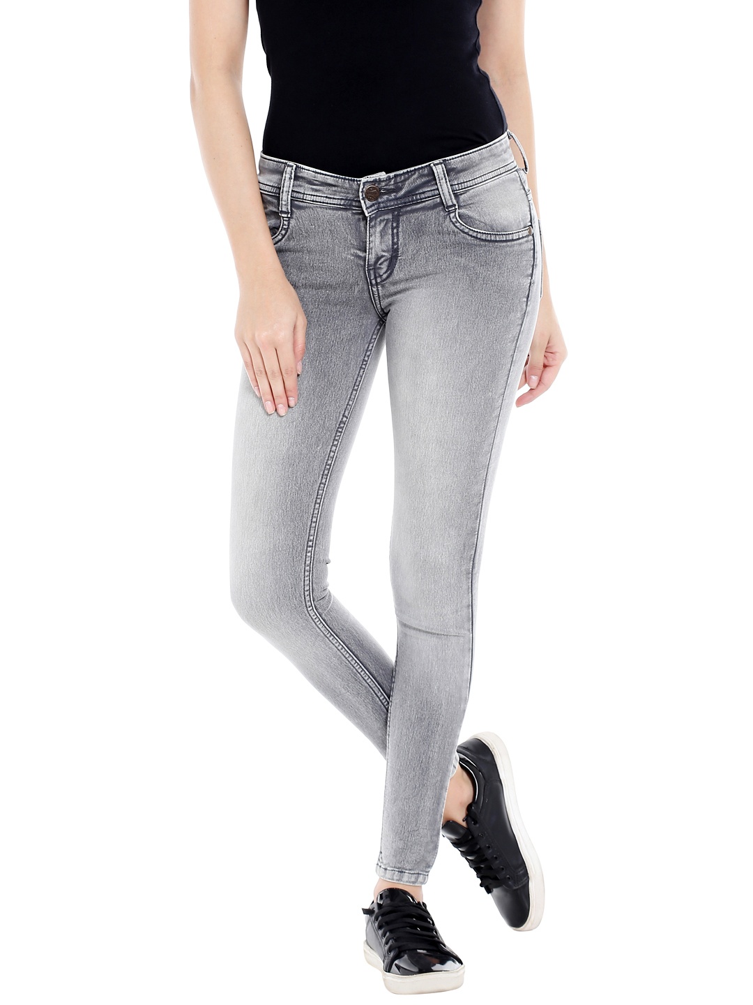 

High Star Women Grey Slim Fit Mid-Rise Clean Look Stretchable Jeans