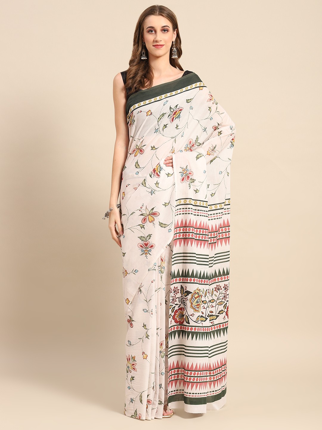 

BUTA BUTI Floral Printed Pure Cotton Saree, Multi