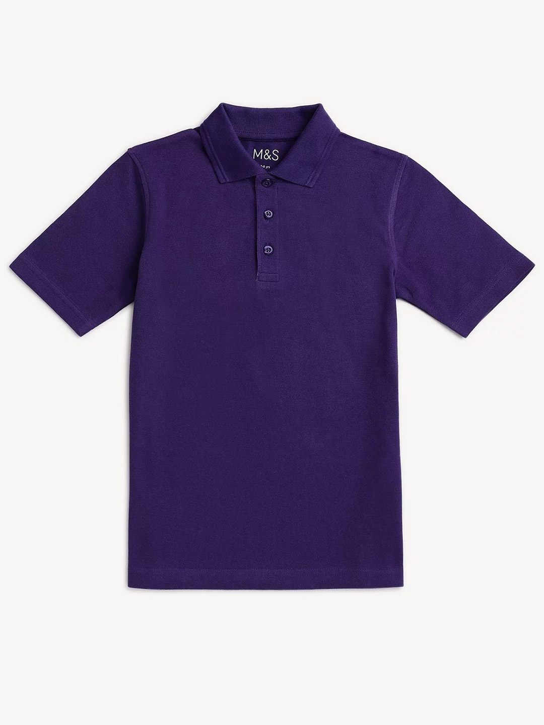 

Marks & Spencer Boys Polo Collar Knitted Pure Cotton T-Shirt, Purple