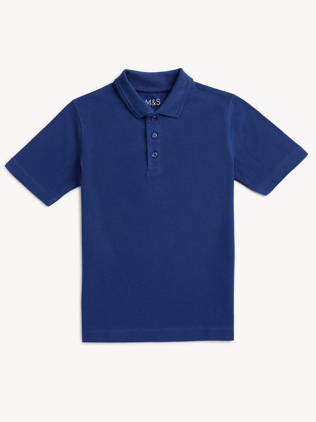 

Marks & Spencer Boys Polo Collar Knitted Pure Cotton T-Shirt, Blue