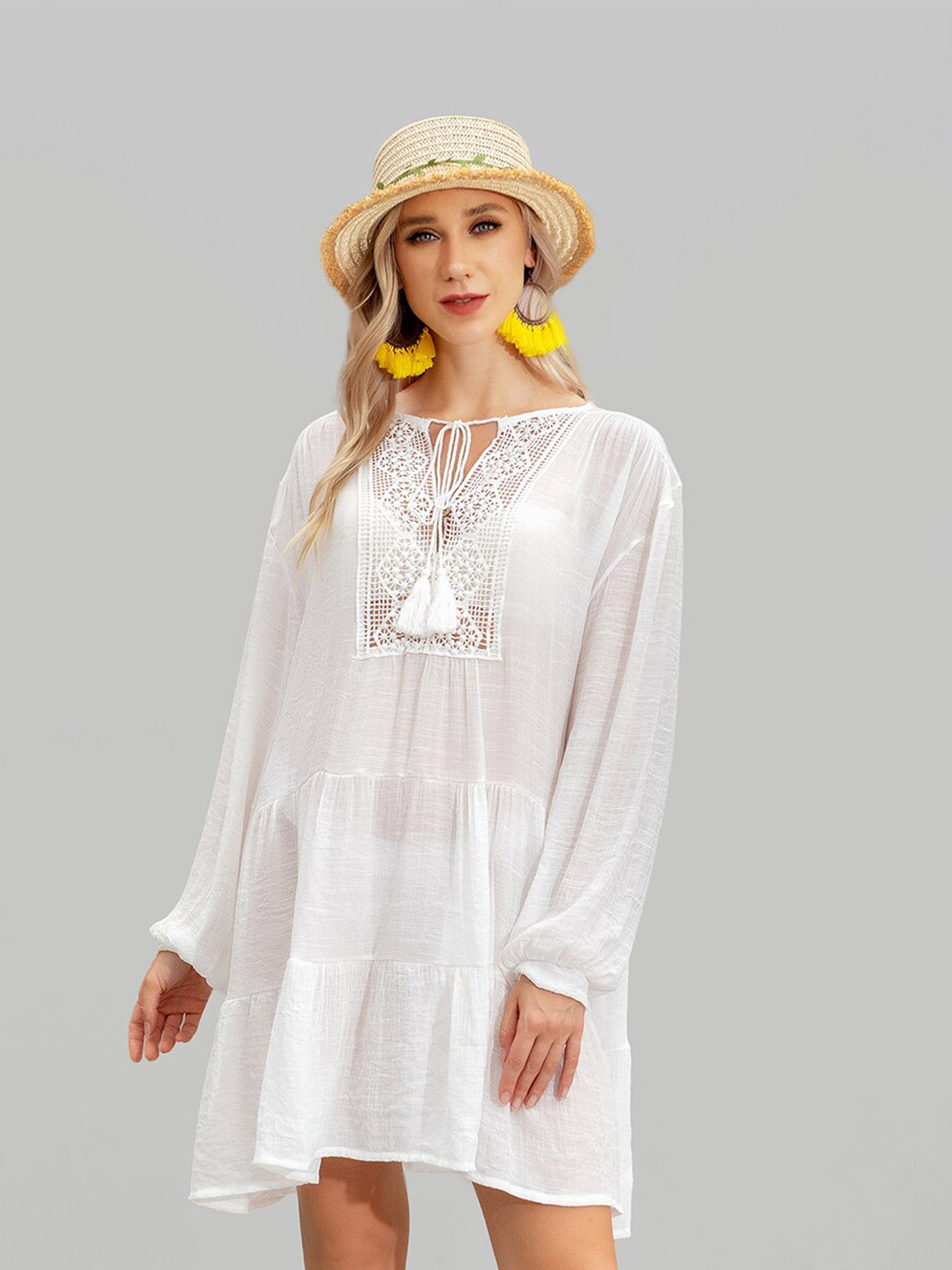 

JC Collection A-line Swimwear Cover-Up Dress, White
