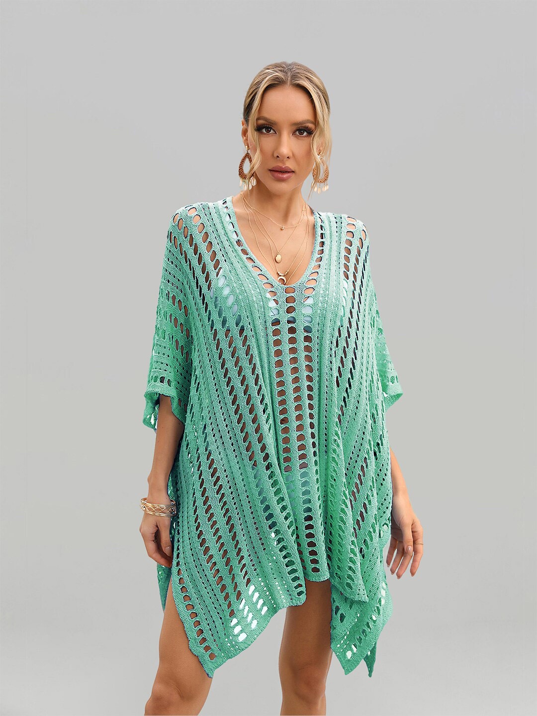 

JC Collection Crochet Swimwear Cover Up Dress, Green