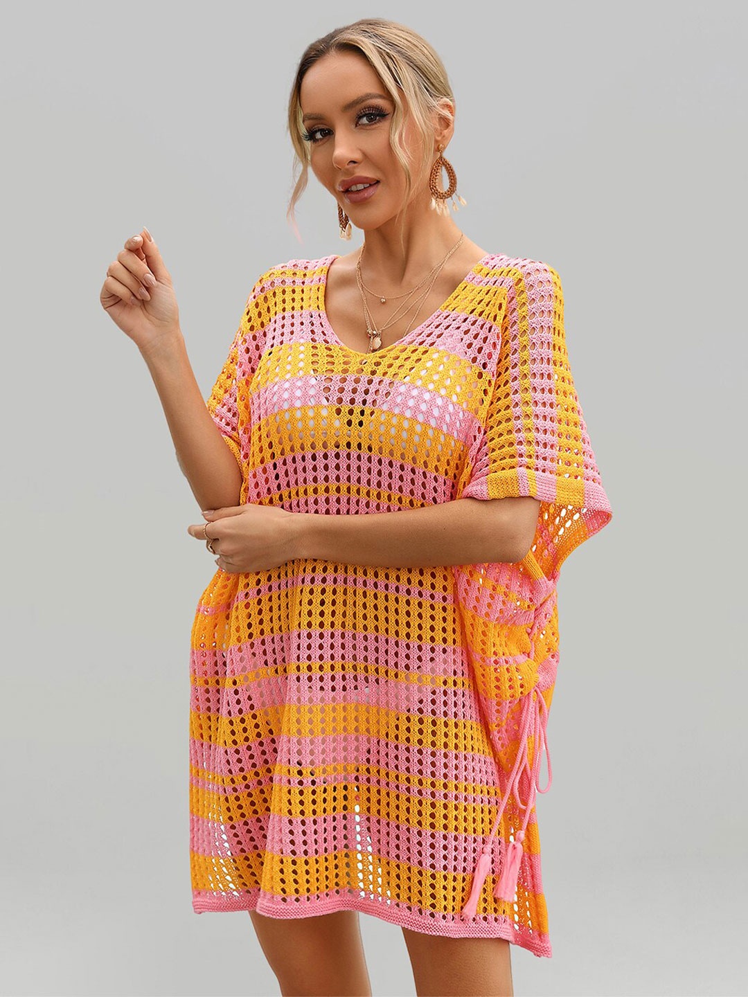 

JC Collection Self Design Cover Up Kaftan Dress, Orange
