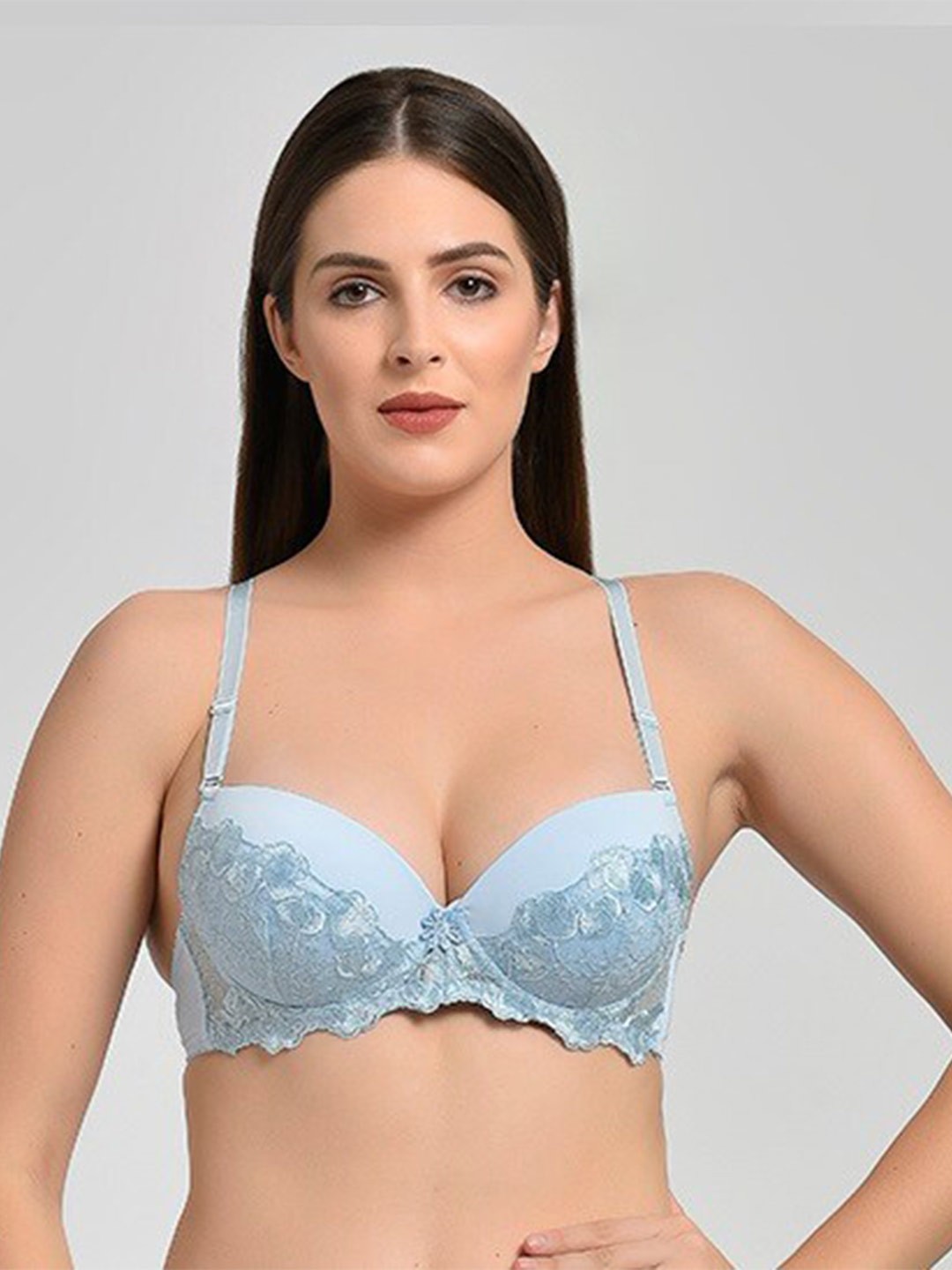 

MAKCLAN Medium Coverage Underwired Lightly Padded Bra, Blue