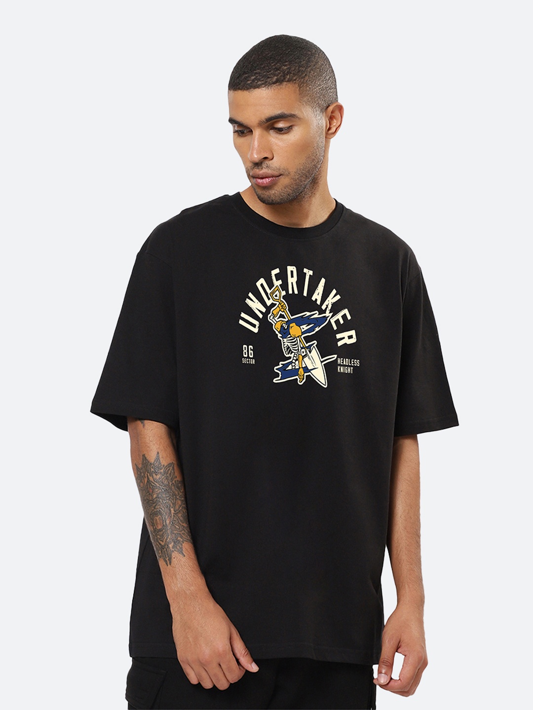 

Mad Over Print Typography Printed Cotton Oversized Fit T-shirt, Black