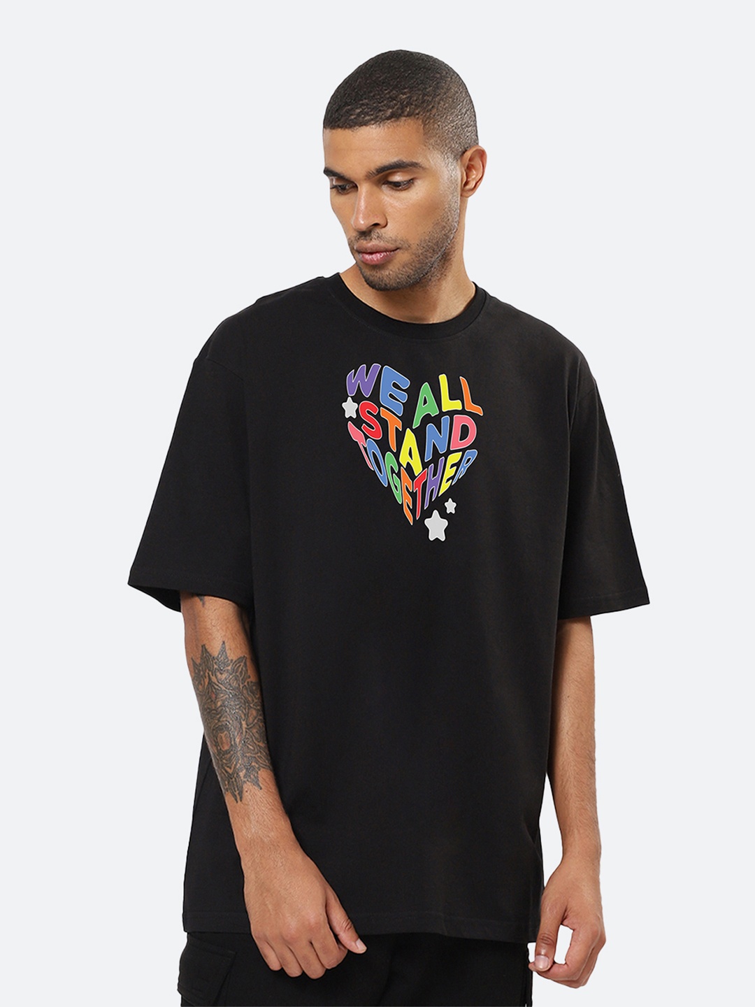 

Mad Over Print Typography Printed Cotton Oversized Fit T-shirt, Black