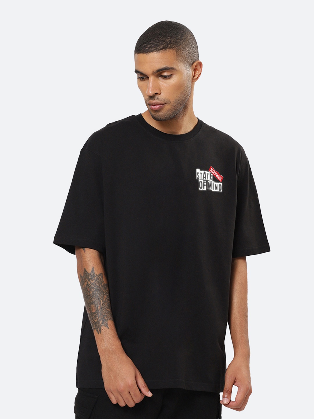 

Mad Over Print Typography Printed Cotton Oversized Fit T-shirt, Black